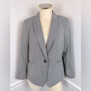 TALBOTS Petites Black & White Houndstooth Blazer | Size 8P